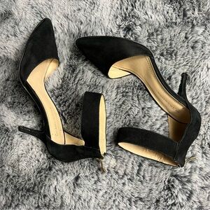 Bcbgeneration Malabo suede black ankle strap heels size 6.5
